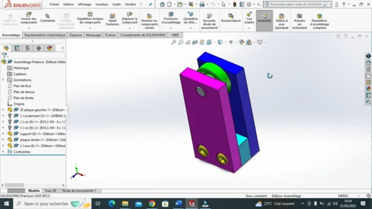 SolidWorks Tutorial for beginners  Assemblage Potence fraiseuse