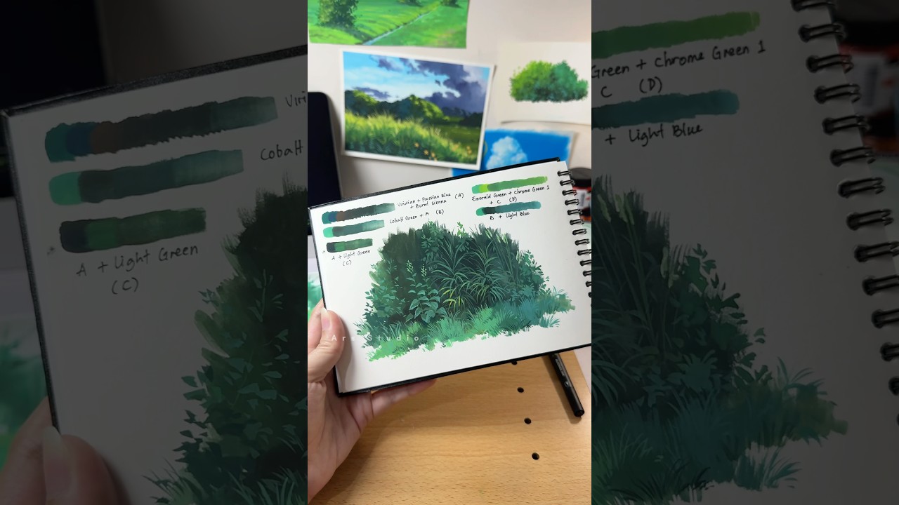 How to Paint Grasses with Nicker Poster Colours #painting #gouachelandscape #art #paintingart