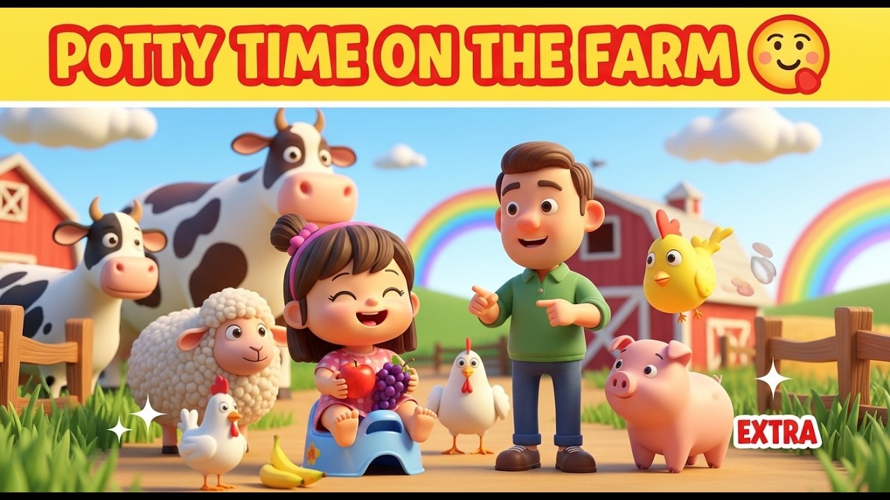 Potty Time on the Farm 🚜 | Cute Girl Eating Fruits 🍎🍌🍇 | Kids 3D Nursery Rhyme
