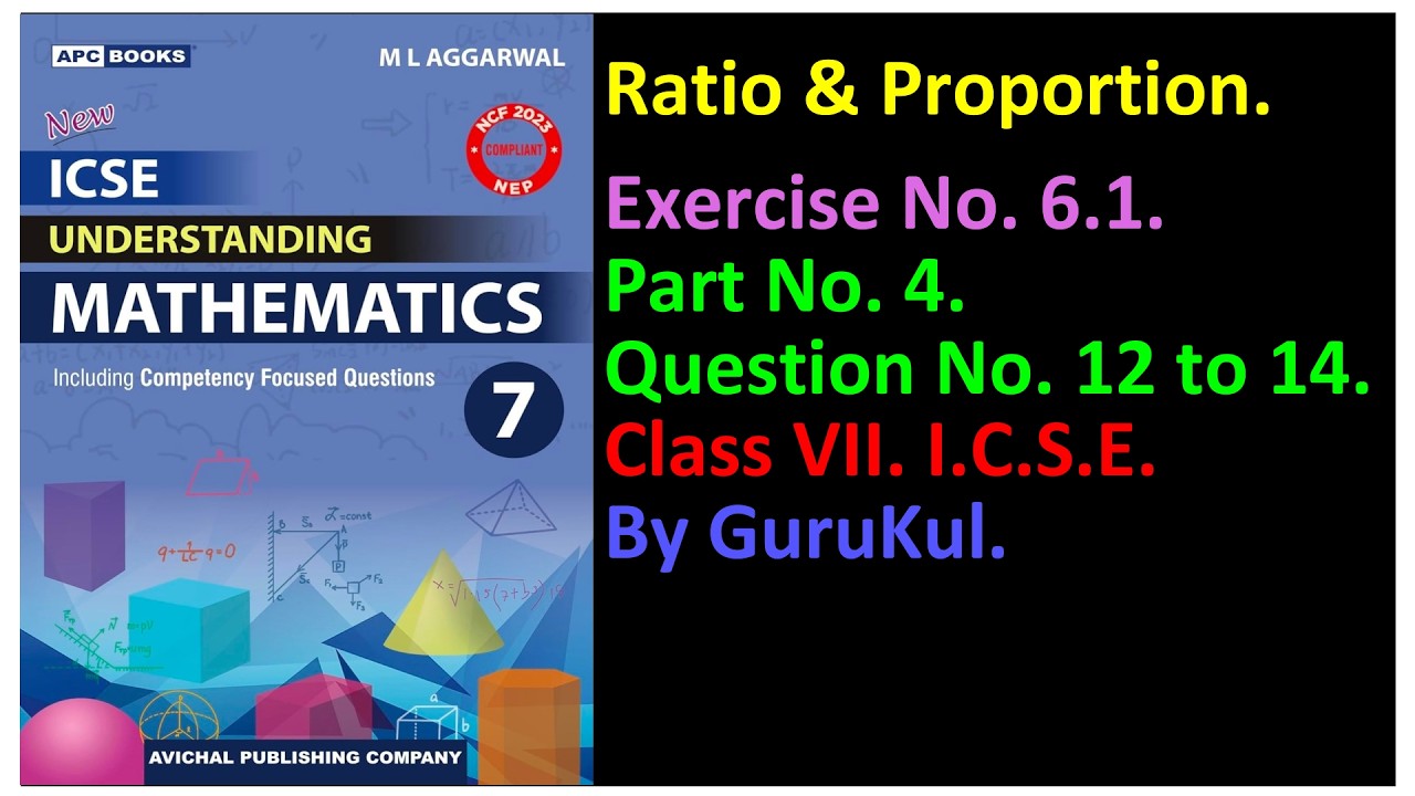 Ratio & Proportion, Ex 6.1, Part-4, Class 7, M L Aggarwal—ICSE UNDERSTANDING MATHEMATICS