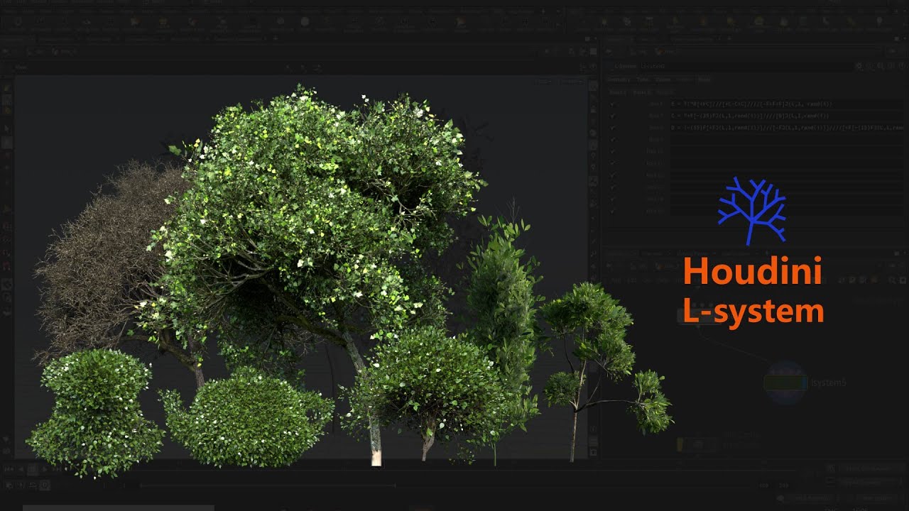 Houdini l-system процес створення різноманітних рослин