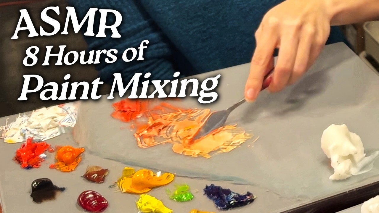 ASMR Palette Knife Painting: Paint Mixing Compilation (Soft Spoken, 8 Hours)