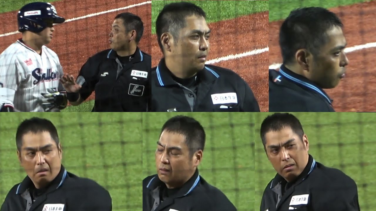 “どこ中だテメェ！“球審の白井が村上宗隆を睨み続ける。村上宗隆が白井球審の判定にイラッ！　不満顔で何事かつぶやく　ヤクルトスワローズ 2024年5月21日　神宮球場