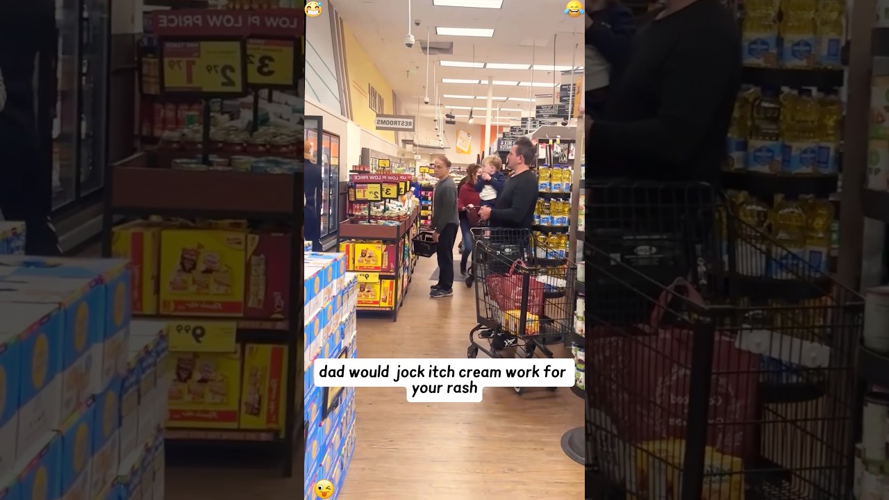 Embarrassing my father at the supermarket 🤣🤣#embarrassing #funny#mischief #usa#son #haha