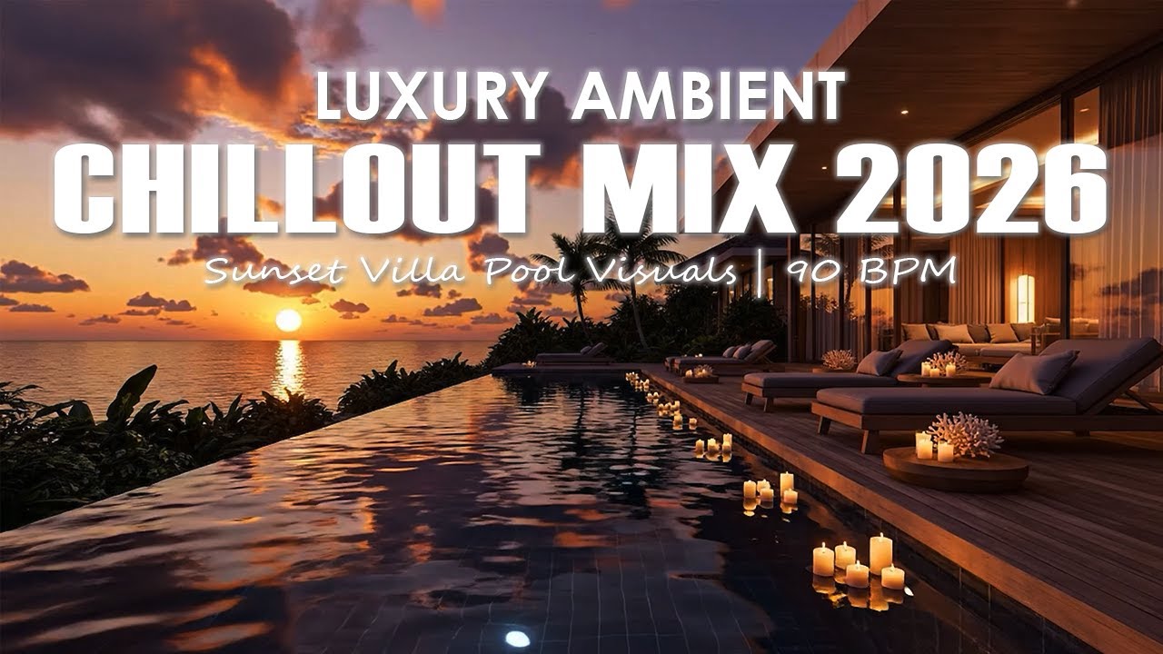 Luxury Ambient Chillout Mix 2026 | Sunset Villa Pool Visuals | 90 BPM