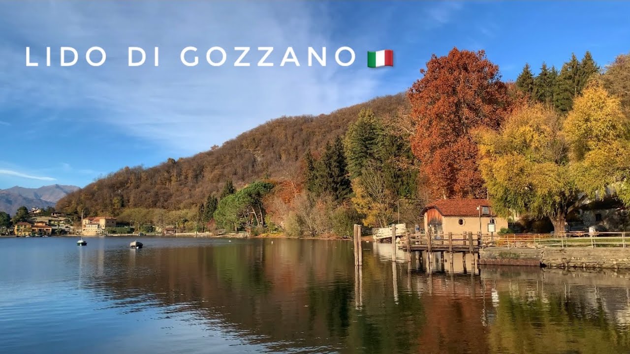 Lido di Gozzano, Lake Orta, Piedmont, Italy 🇮🇹 Walking tour in Gozzano beach. Italian autumn 🍂 4K