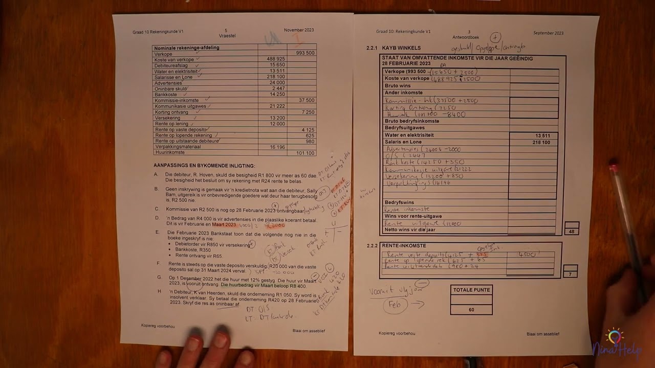 REK10 NOV 2023(VS) V1 :Vraag 2-Staat van omvattende inkomste; Aansuiwering H: Debiteur insolvent