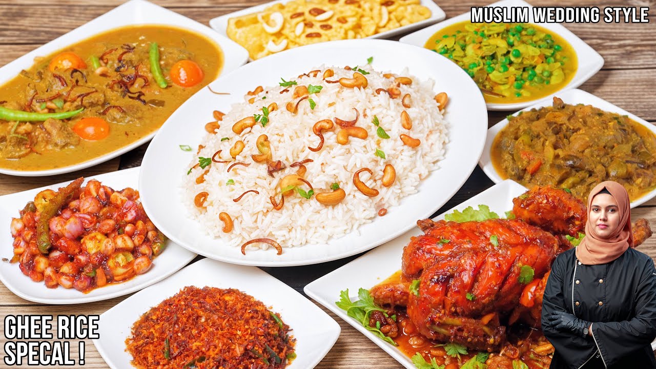 Ghee Rice Set Menu | Sri Lankan Muslim Wedding Style | Masi Sambal, Khaliya, Korma, Chicken Feast!