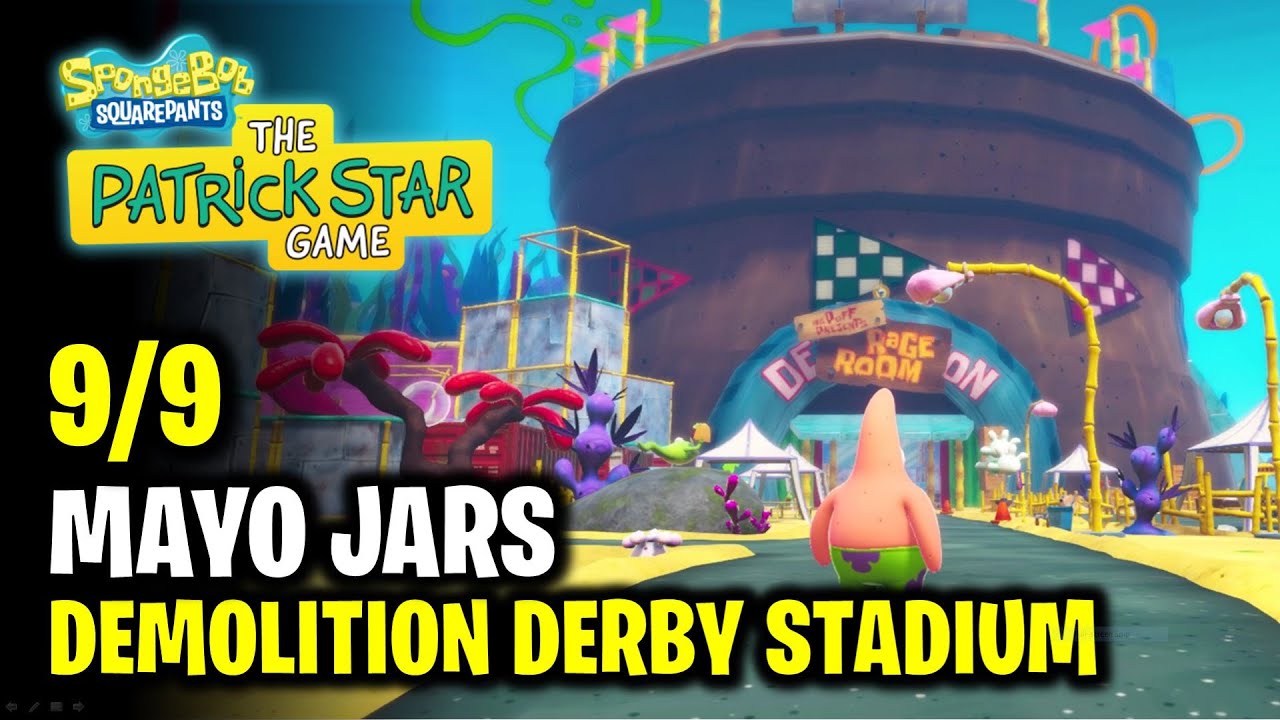 Demolition Derby Stadium Mayo Jars - All 9 Locations | Spongebob Squarepants: The Patrick Star Game