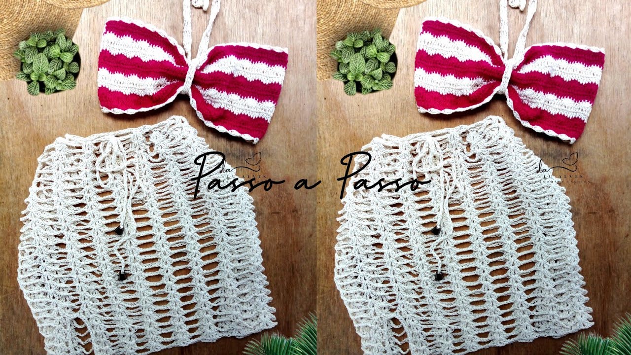 ✂️ Conjunto de praia em crochê Passo a Passo Completo | Top e Saia