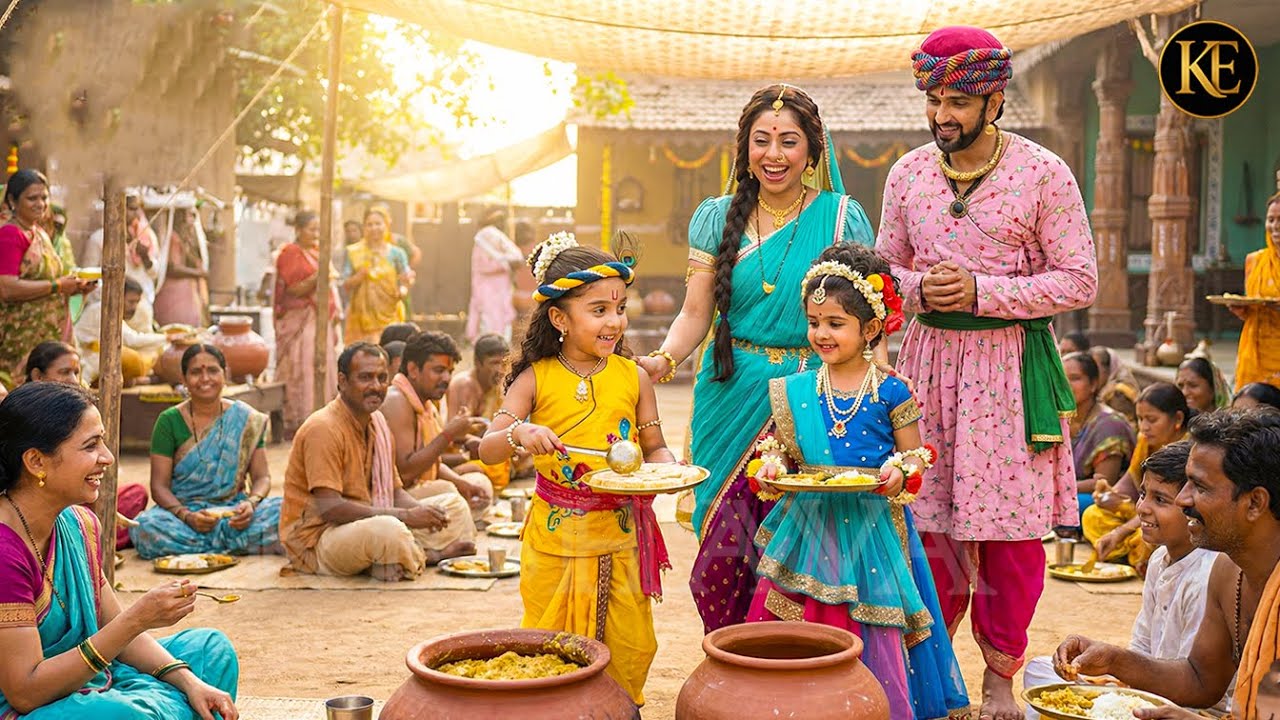 बाल कान्हा और राधा ने मिलकर पूरे गाँव को खिलाया प्रसाद | || Shree Krishan leela ||