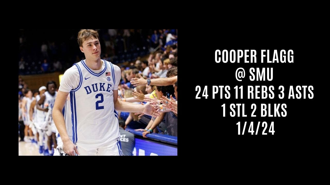 Cooper Flagg @ SMU (24 PTS 11 REBS 3 ASTS 1 STL 2 BLKS) 1/4/24