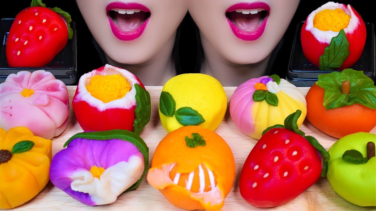 [화과자] 우리나라 화과자도 너무 예쁨 FLOWER CAKE & FRUIT CAKE, WAGASHI 和菓子 咀嚼音 【モッパン】 REAL EATING SOUNDS MUKBANG