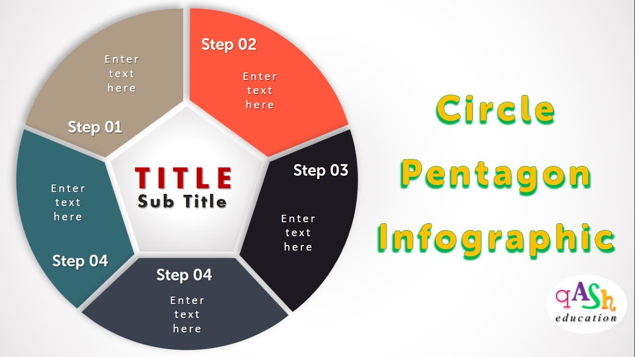 10. Draw 5 point pentagon circle Infographic | PowerPoint Smartart | Online Teaching PowerPoint