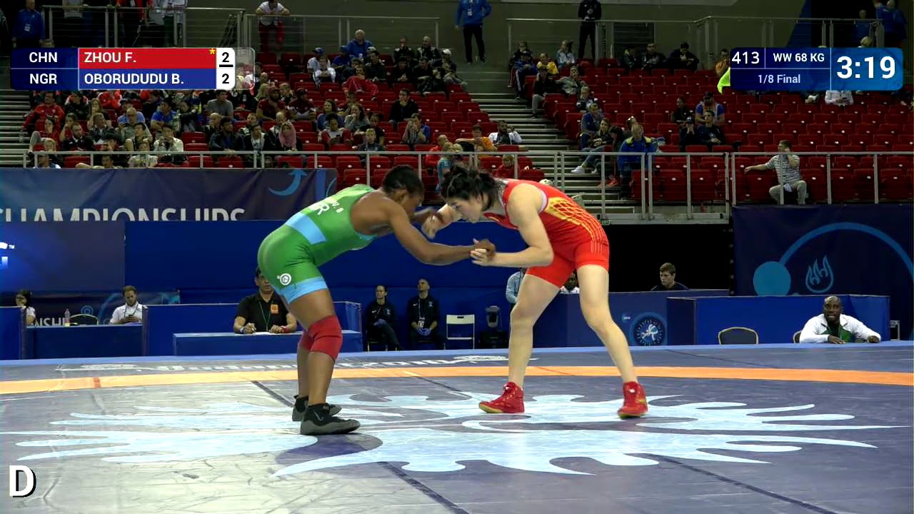 1/8 WW - 68 kg: F. ZHOU (CHN) v. B. OBORUDUDU (NGR)