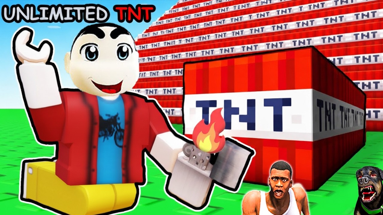 EXPLODING 1,000,000 TNT in ROBLOX with FRANKLIN & CHOP