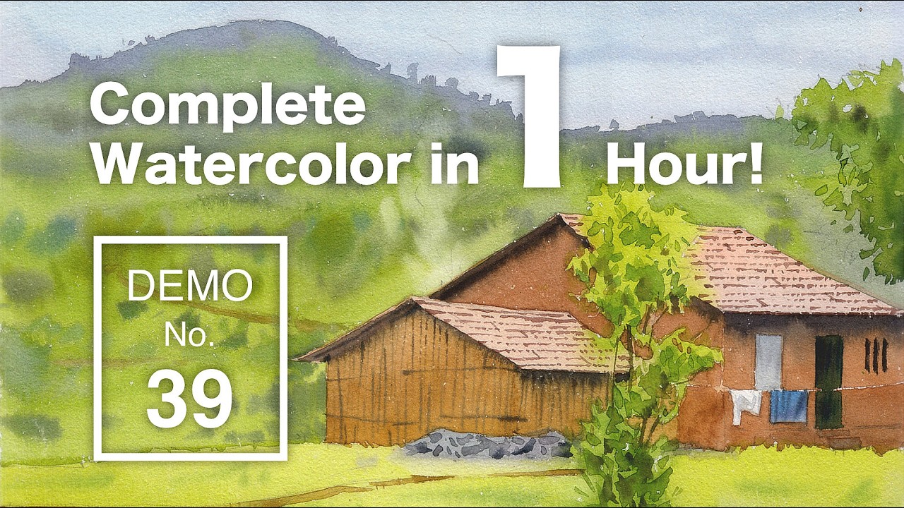How to Paint a Serene Rural Landscape in 1 hour! | Watercolor Tutorial