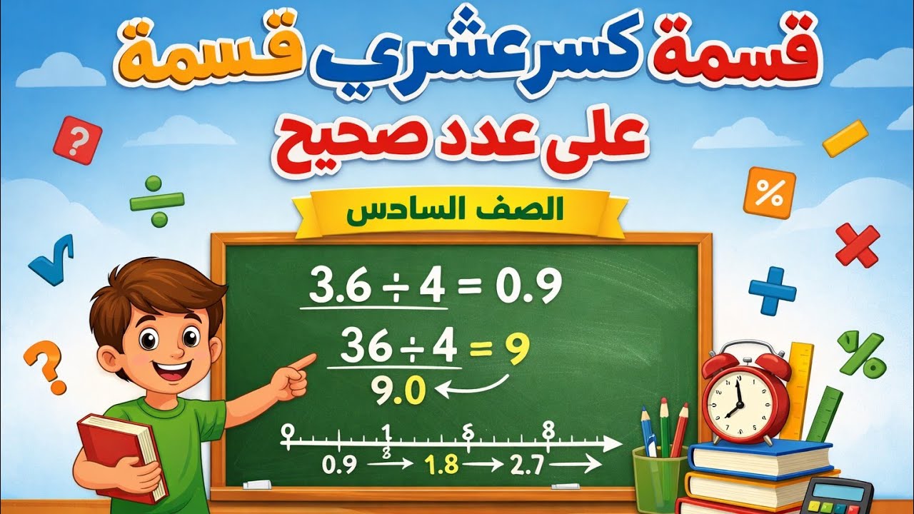 موضوع القسمة كسر عشري على عدد صحيح صف السادس الابتدائي 