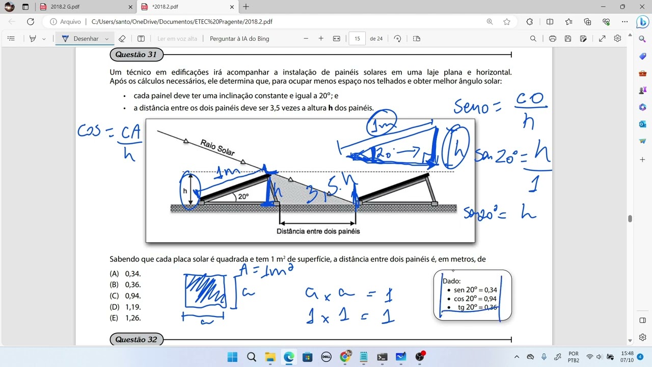 MATEM&Aacute;TICA VESTIBULINHO ETEC QUEST&Atilde;O 31 - 2018.2