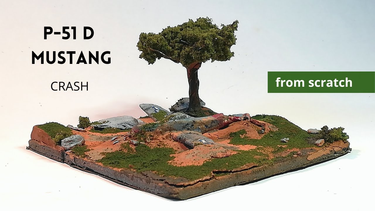 Plane crash diorama - P-51D Mustang crash