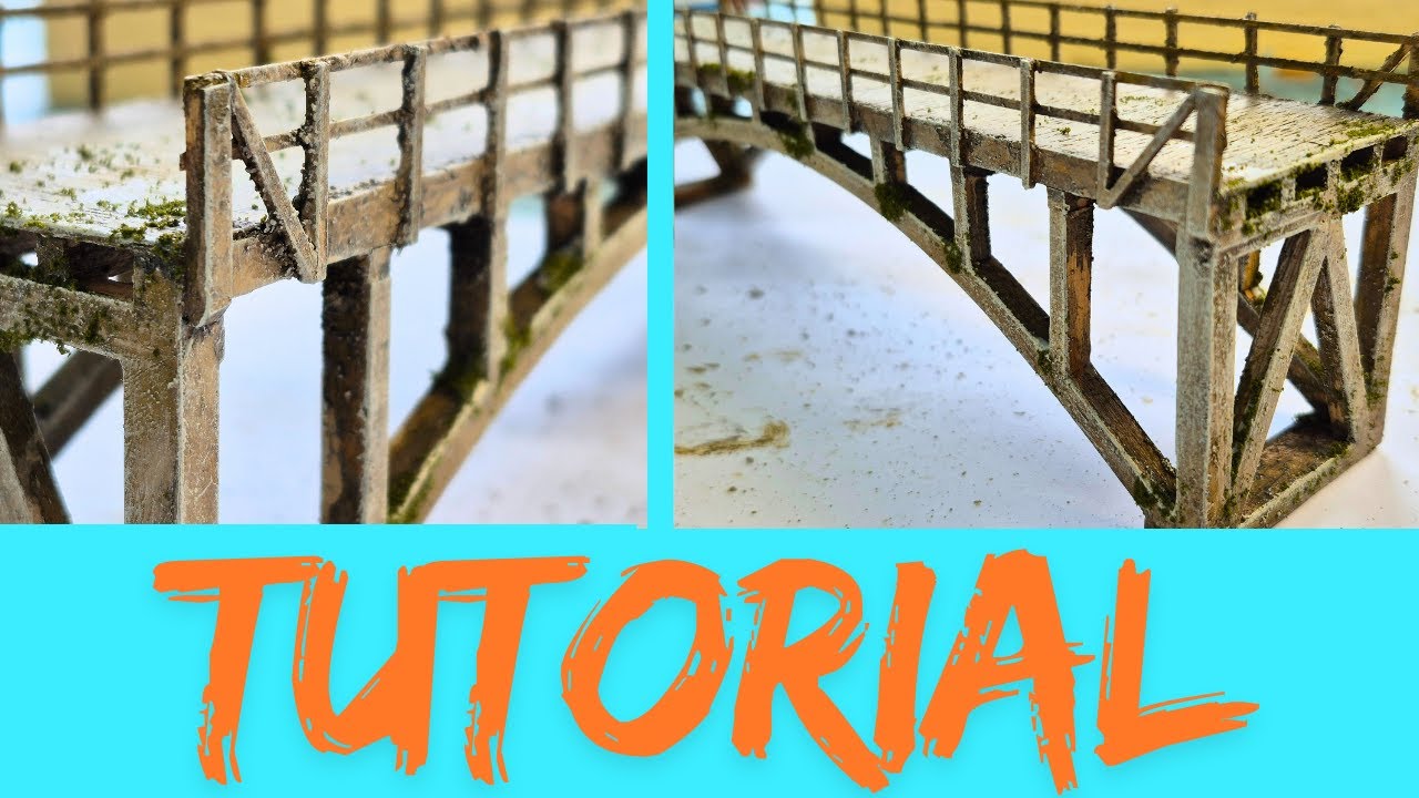 Modellbau: Holzbrücke , GÜNSTIG, EINFACH selber altern!