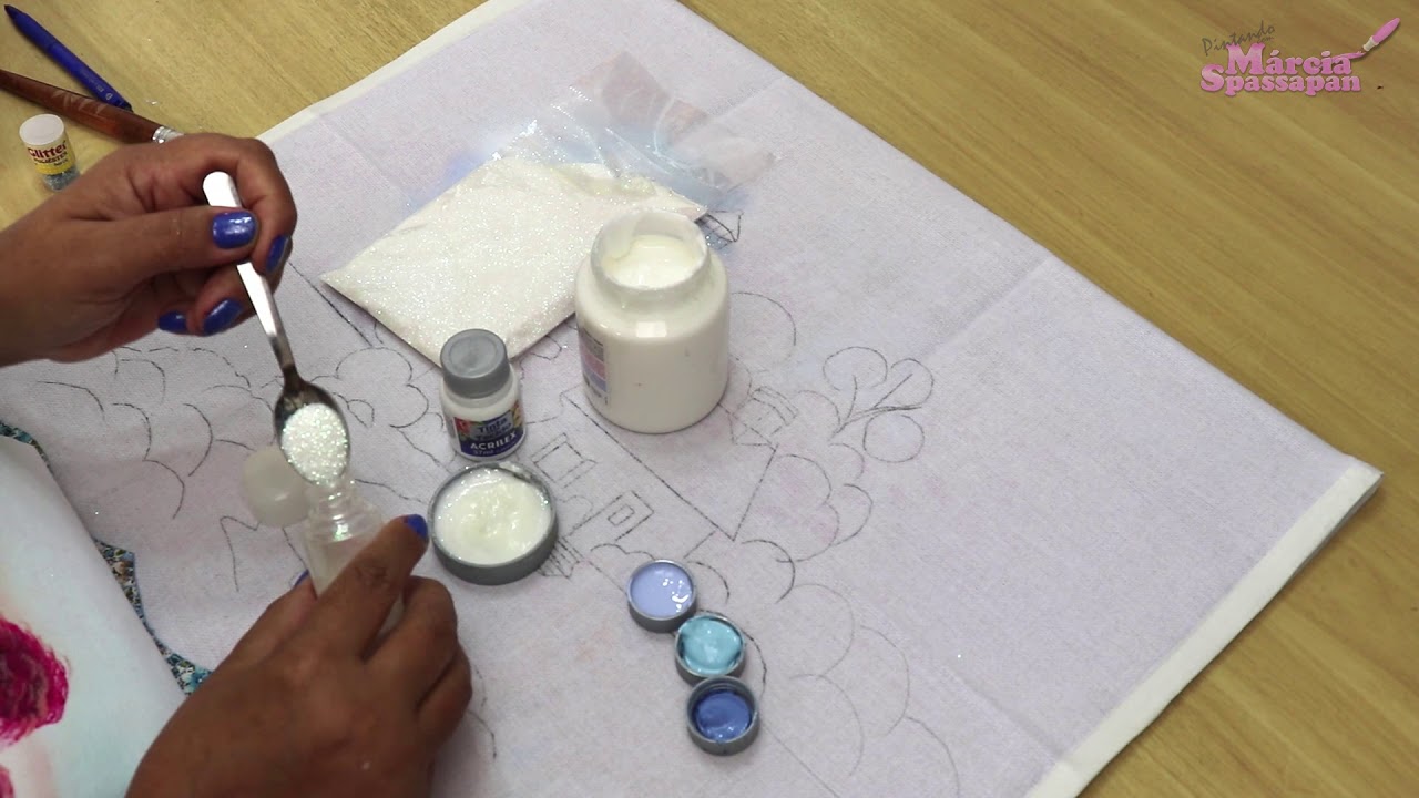 Pintura Em Tecido - Fundo Brilhante com Gliter | Dica da Márcia Spassapan