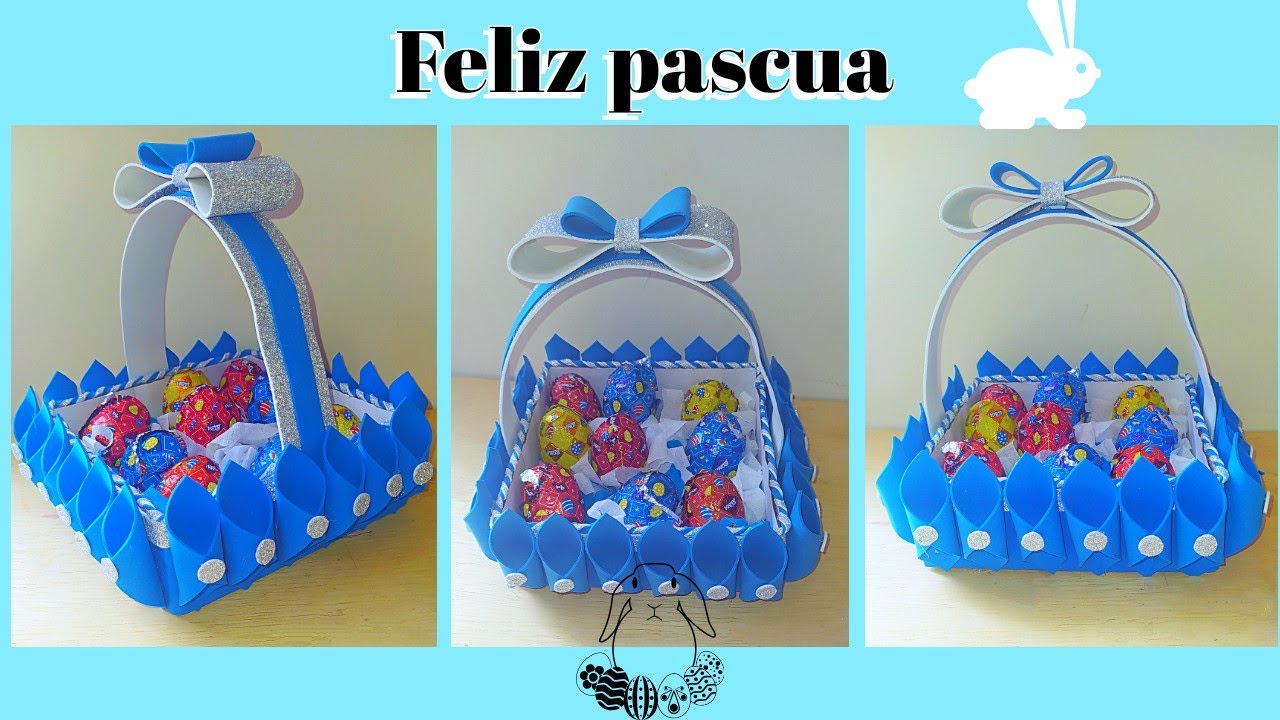 DIY/Cómo hacer canasta para pascua de foami / goma eva paso a paso🐰 hermosa canastita de pascua.🐰