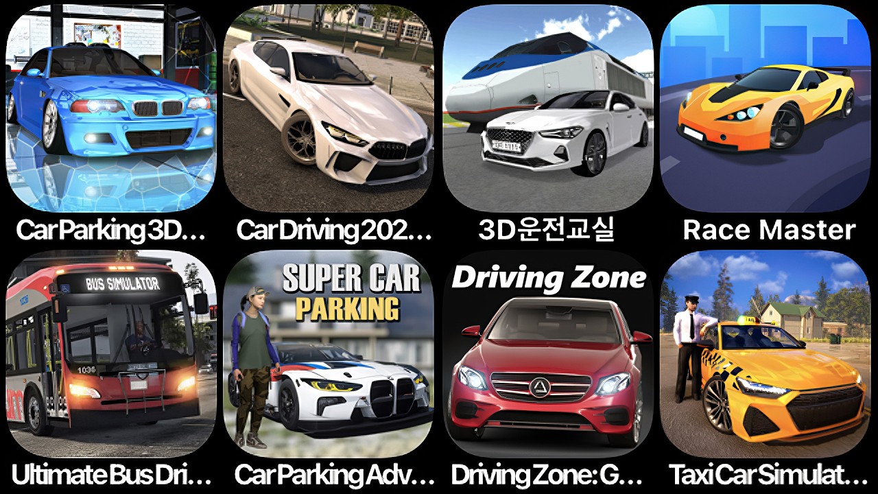 Car Parking 3D, Car Driving 2025, 3D Driving Class, Race Master, Ultimate Bus Driving, Car Parking