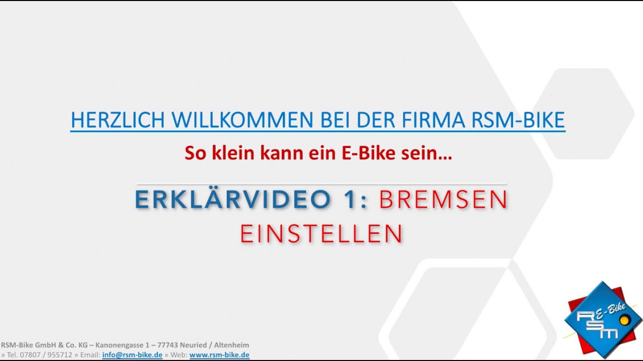 Erkl&auml;rvideo 1: Bremsen einstellen