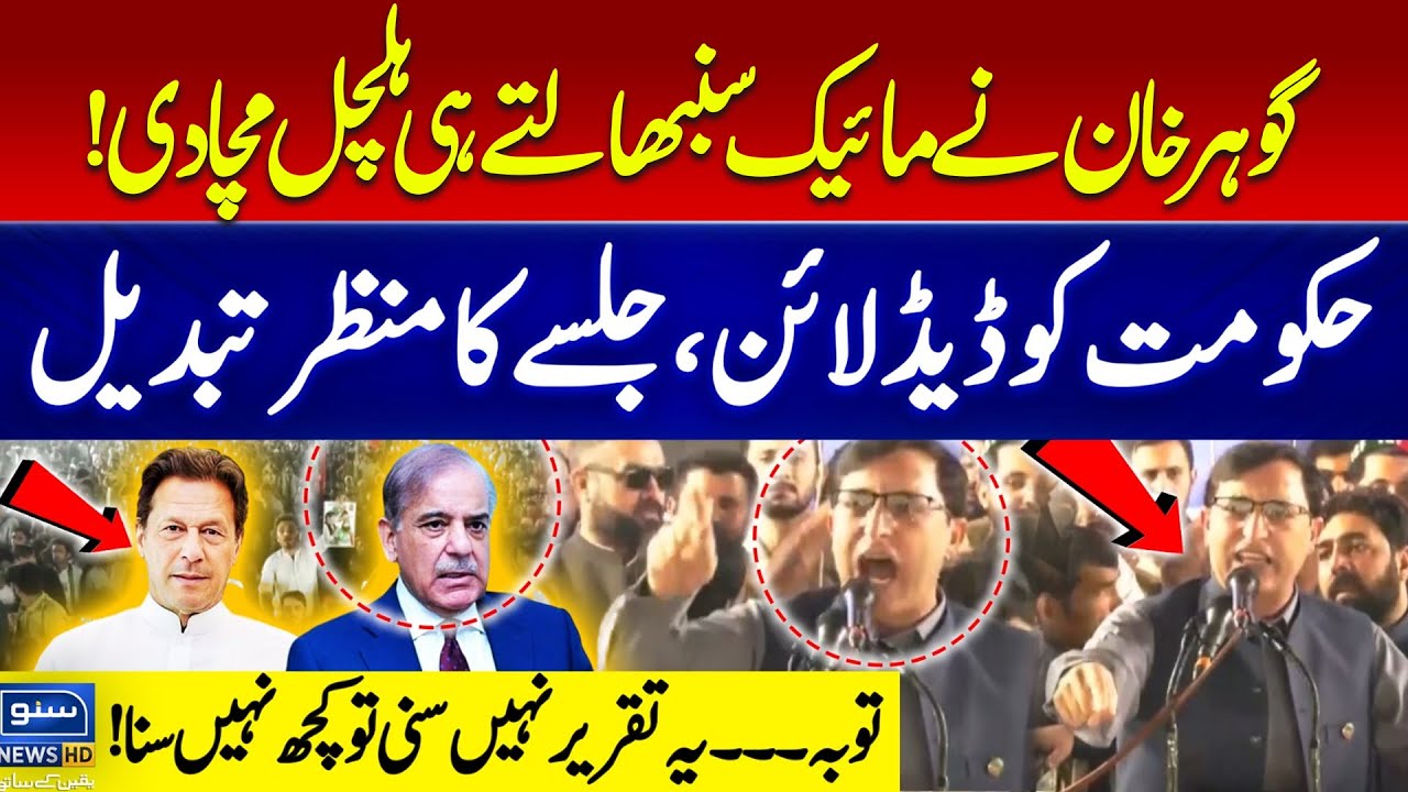 Gohar Khan Aggressive Speech | PTI Swabi Jalsa - Final Call | Imran Khan's Release - Suno News HD