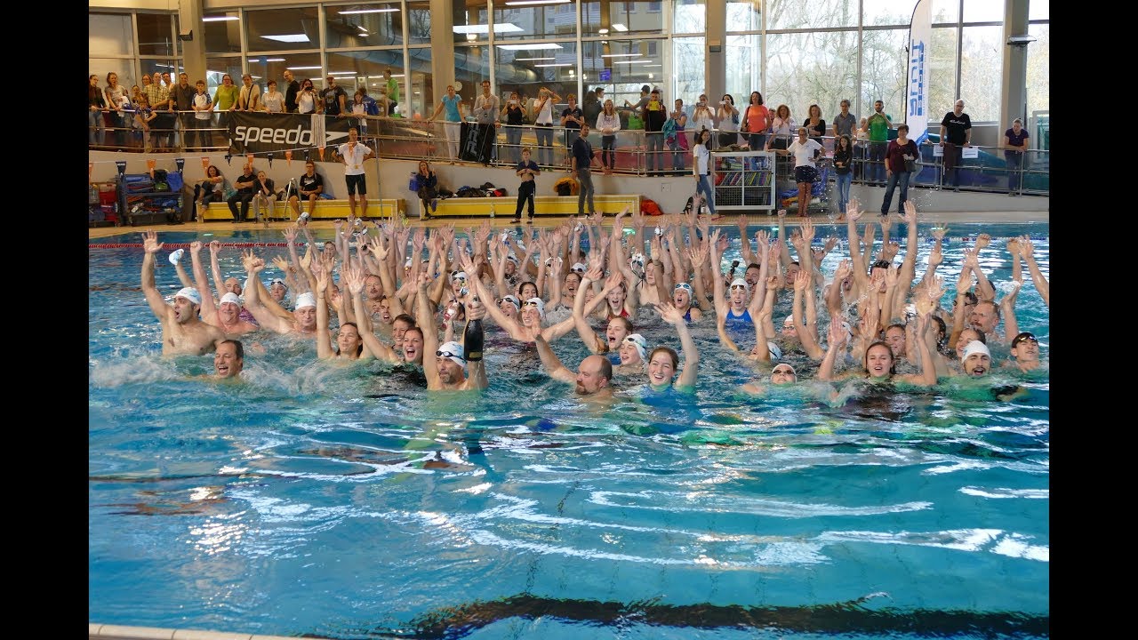 100x25m Schwimmen neuer Massenstaffel-Europarekord (in HD)