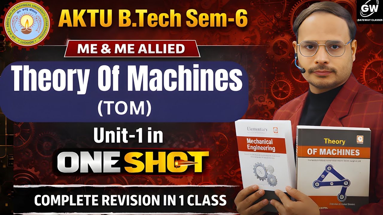 Theory of Machines (TOM) Unit-1 One Shot | AKTU B.Tech Sem-6 | M S Tomer Sir  | Gateway Classes|AKTU