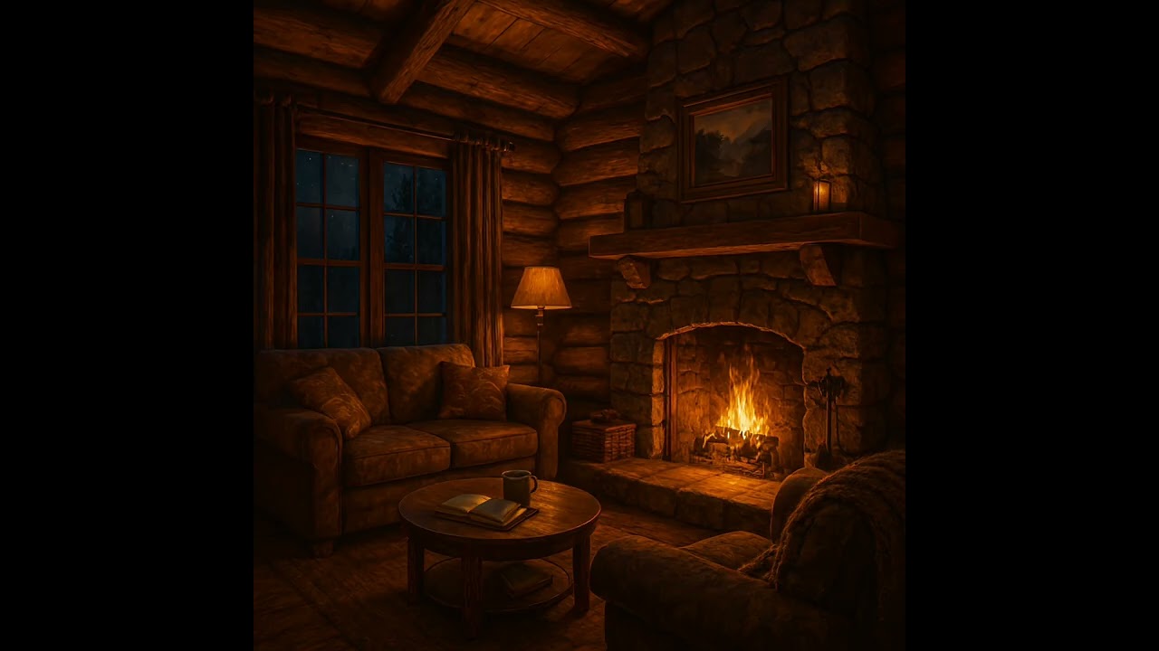 Night Fireplace & Rain Sounds 🌙🔥🌧️1 Hour Deep Sleep | No Sudden Sounds