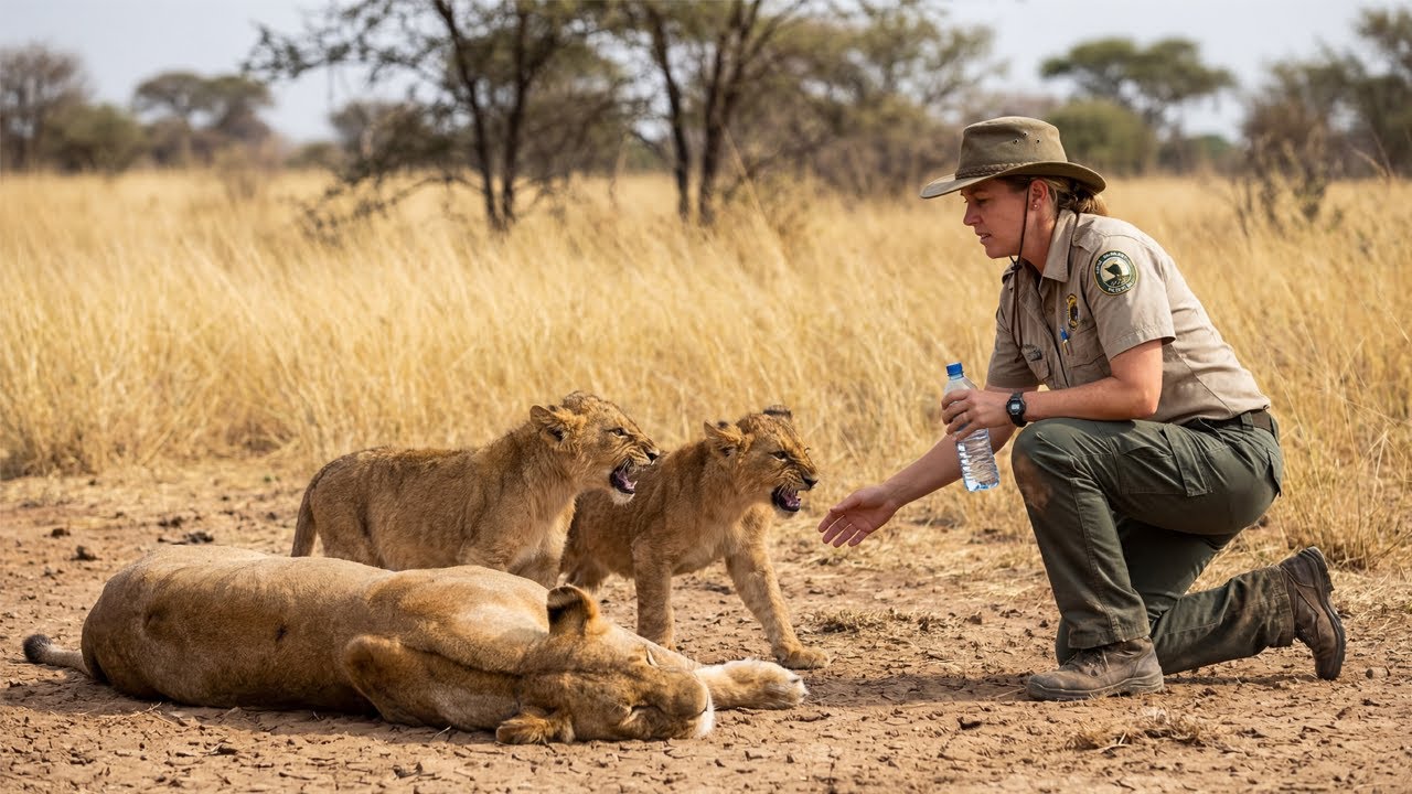 Lion Cubs Growl as a Rescuer Helps Their Mother, Then Something Horrifying Happens!