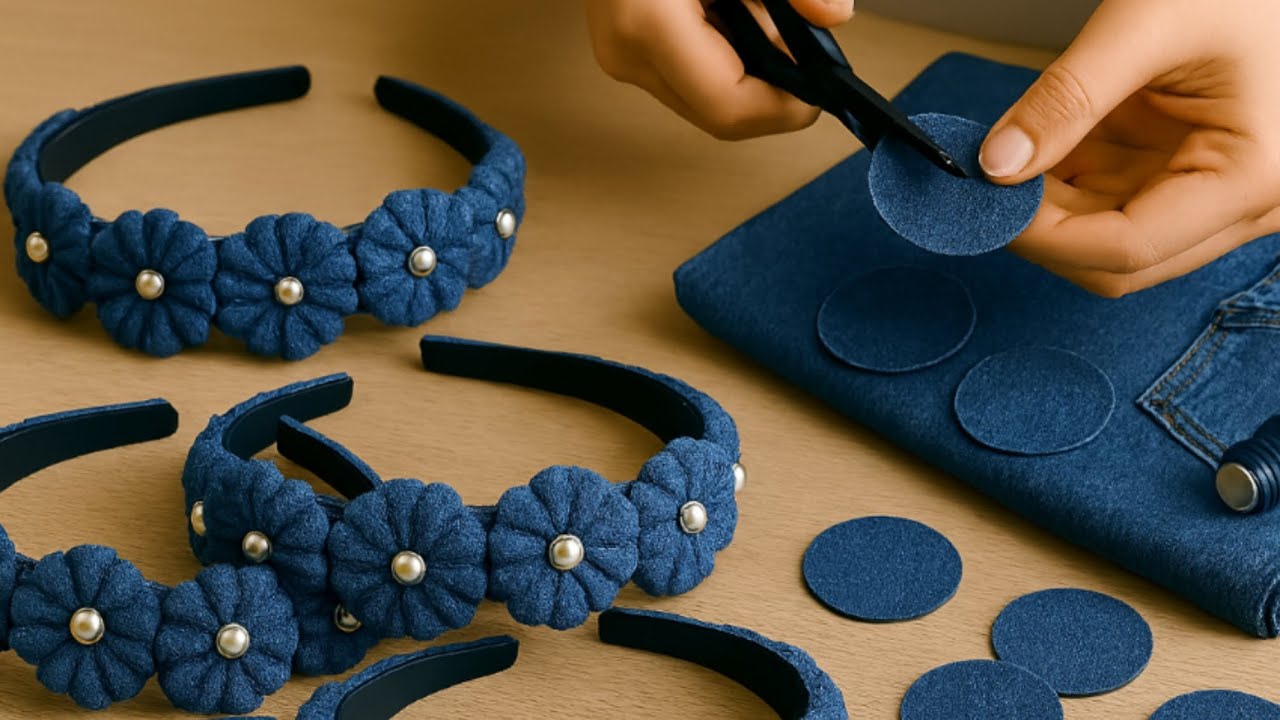 Turn Old Jeans into a Gorgeous Denim Headband 🌸 Beginner Friendly DIY