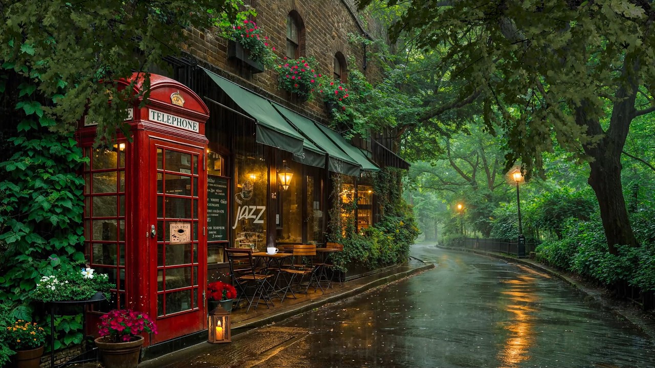 Rainy Day in an Old London Coffee Shop ☕ Relaxing Jazz Music for Study, Work and Peaceful Moments