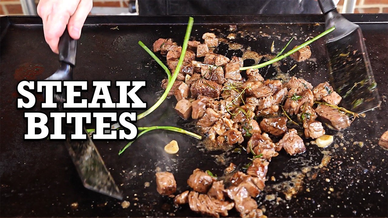 Cowboy Butter Ribeye Steak Bites on the Blackstone!