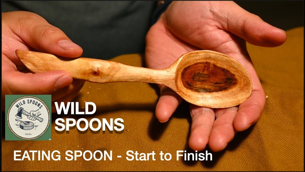 How I made an eating spoon ( Spoon Carving ASMR)