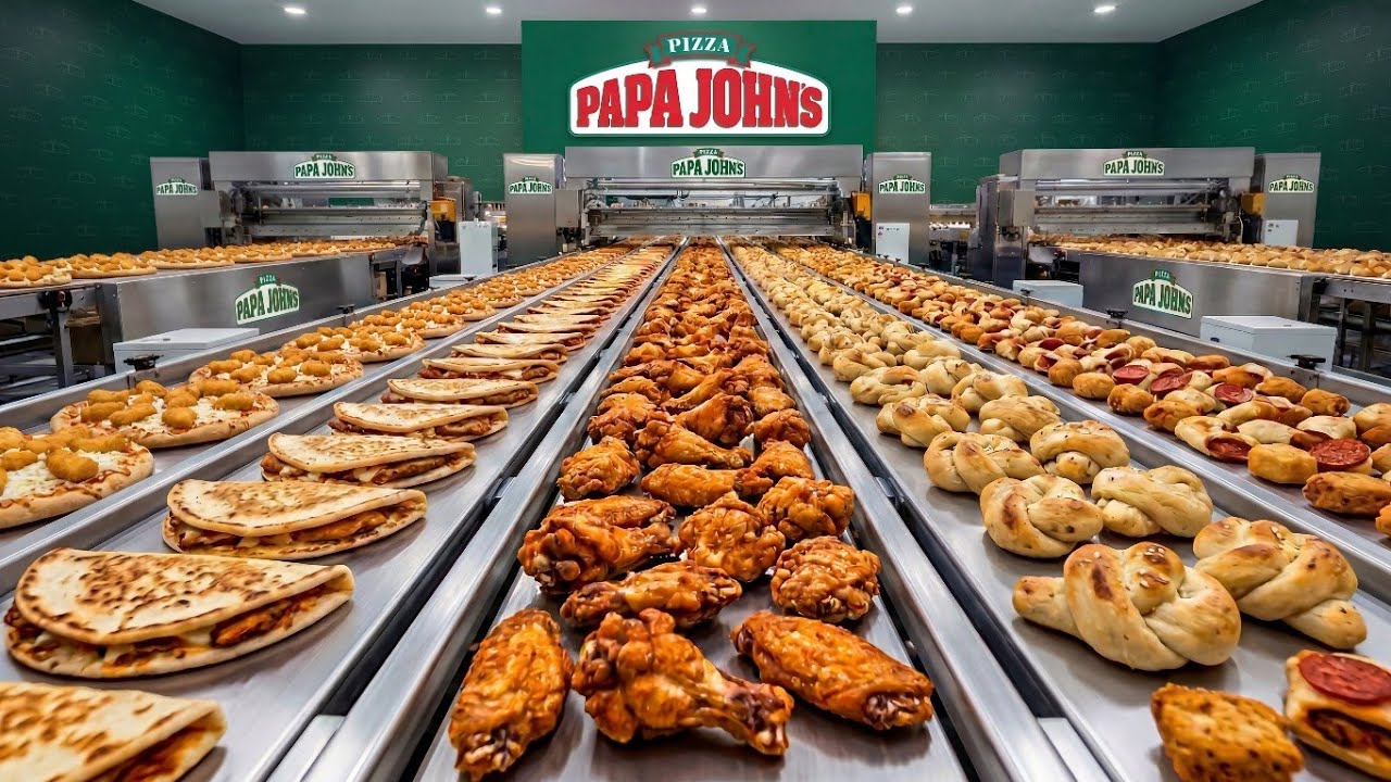 Papa John’s Factory-Style Food Line: Buffalo Wings + Crispy Fish Pizza