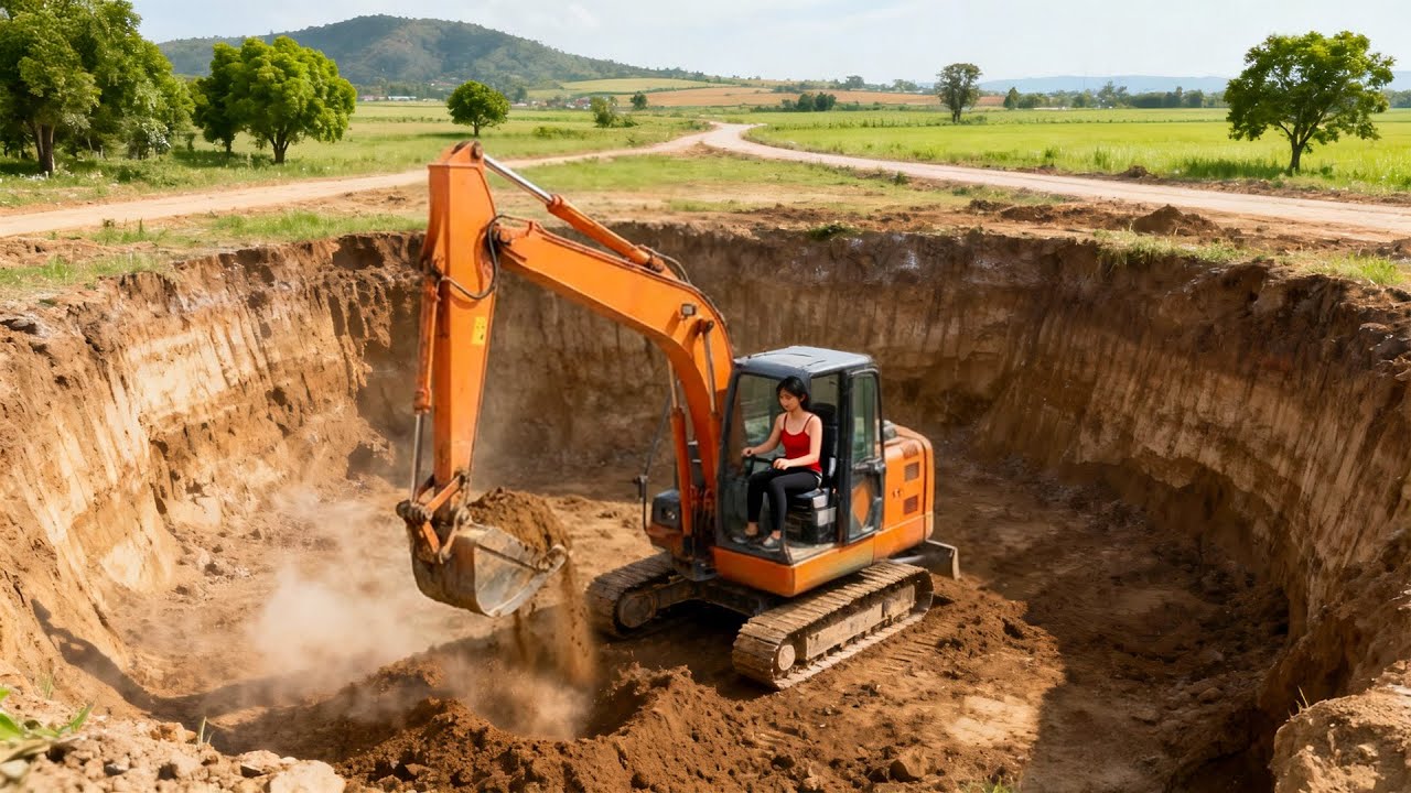 TIMELAPSE – Amazing DIY: Excavator Digging a Massive Foundation for a Giant House | DIY Skills