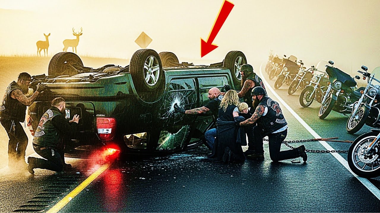 BEDTIME STORIES... MOTORCYCLE GANG SAVES FAMILY FROM FATAL ACCIDENT.