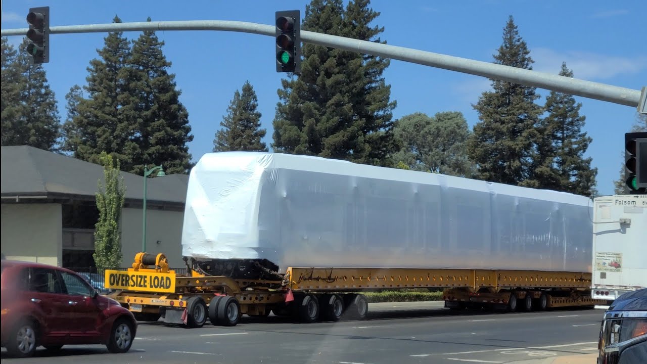 Brand New Seattle Link Light Rail Siemens S70 In Sacramento Being Delivered By Truck To Seattle WA