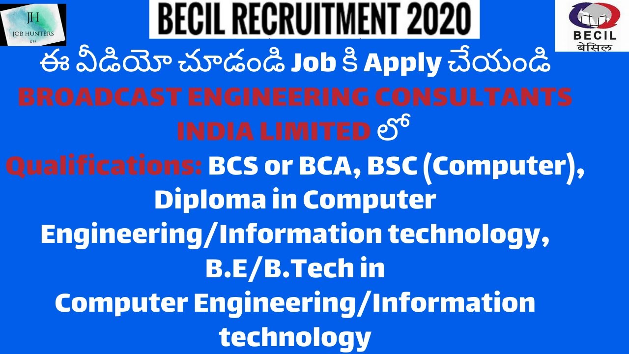 Jobs in BROADCAST ENGINEERING CONSULTANTS INDIA LIMITED for B.TECH/MCS/MCA/BCS/BCA