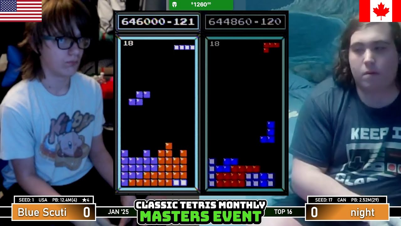 CRAZY EFFICIENT!! Blue Scuti, Night | Top 16 | Classic Tetris Monthly Masters | January 2025