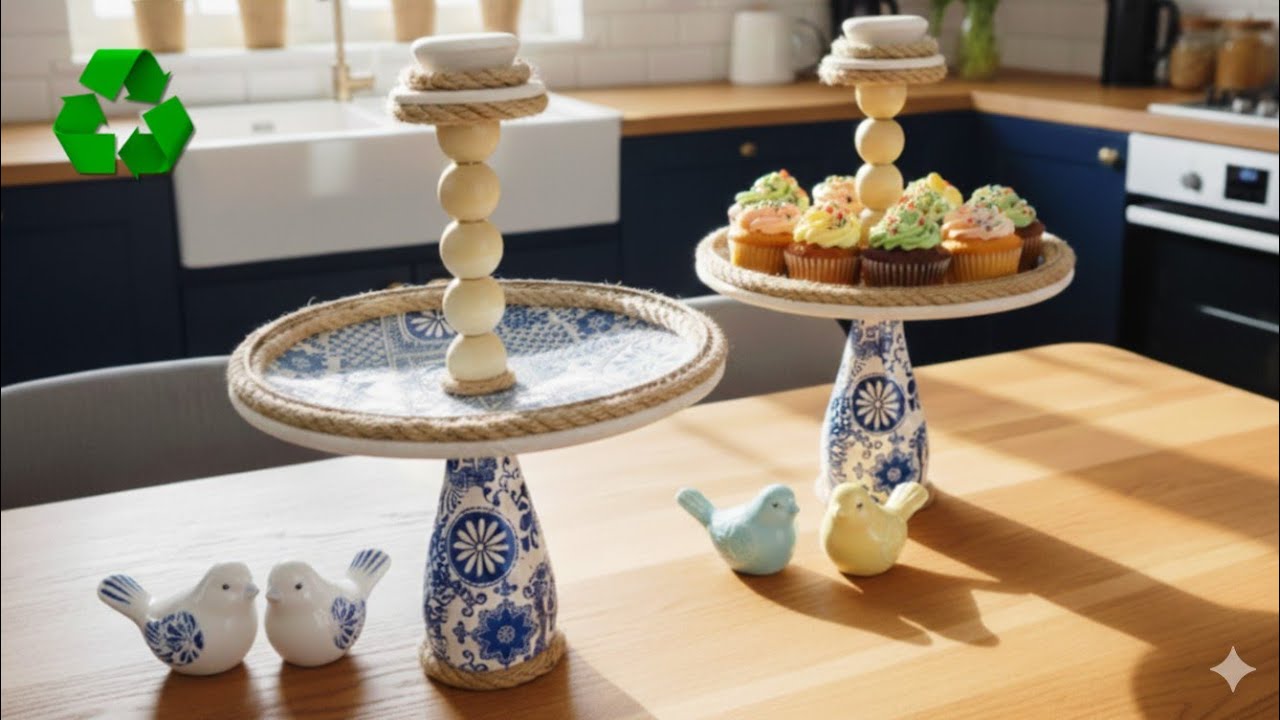 Невероятно! 🍰 Я сделал подставку из крышки от стеклянной банки и стеклянной бутылки.