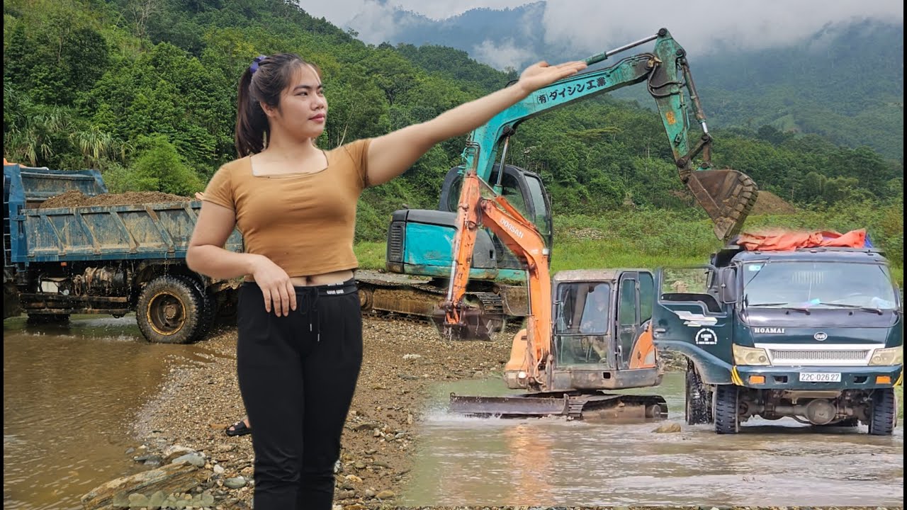 A day of work for the driver and the girl in the countryside.