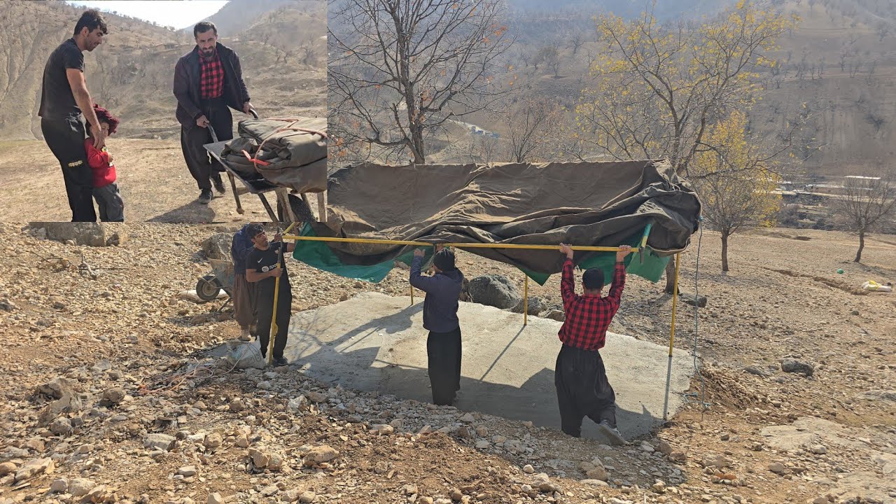 The hard but sweet life of a nomad | Setting up a nomad tent with the help of friends 🤝⛺🐑