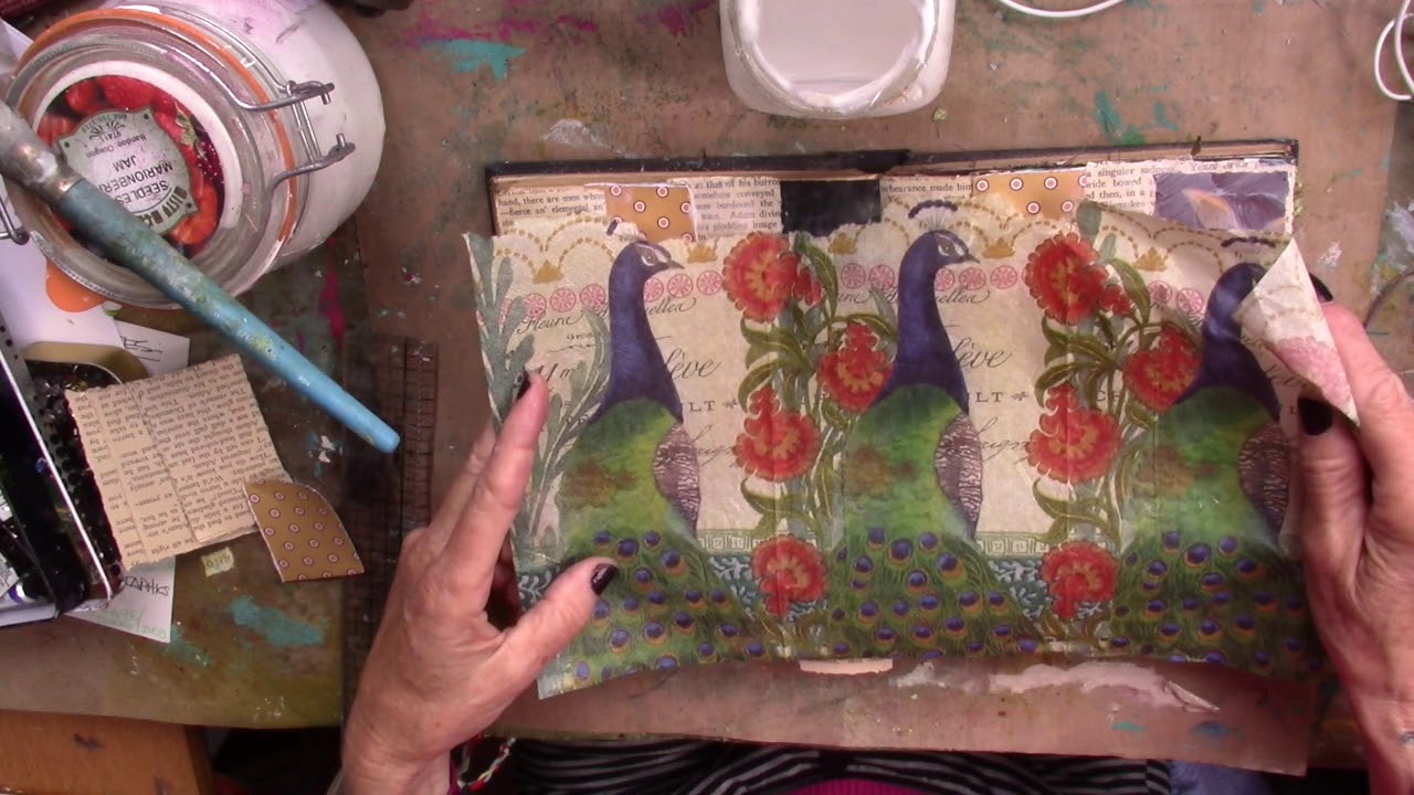 Altered Book #2 Background Technique #4 with  vellum pocket