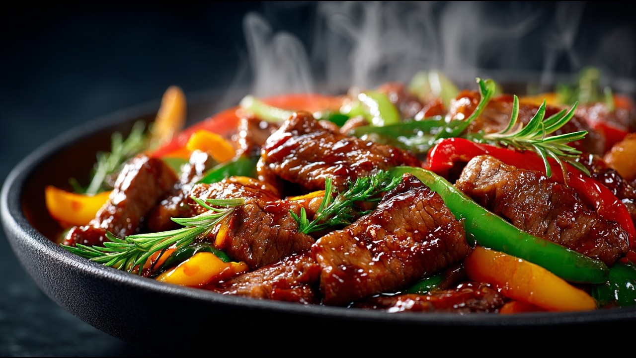 Schnelles Abendessen Rindfleisch Stir Fry mit Gemüse