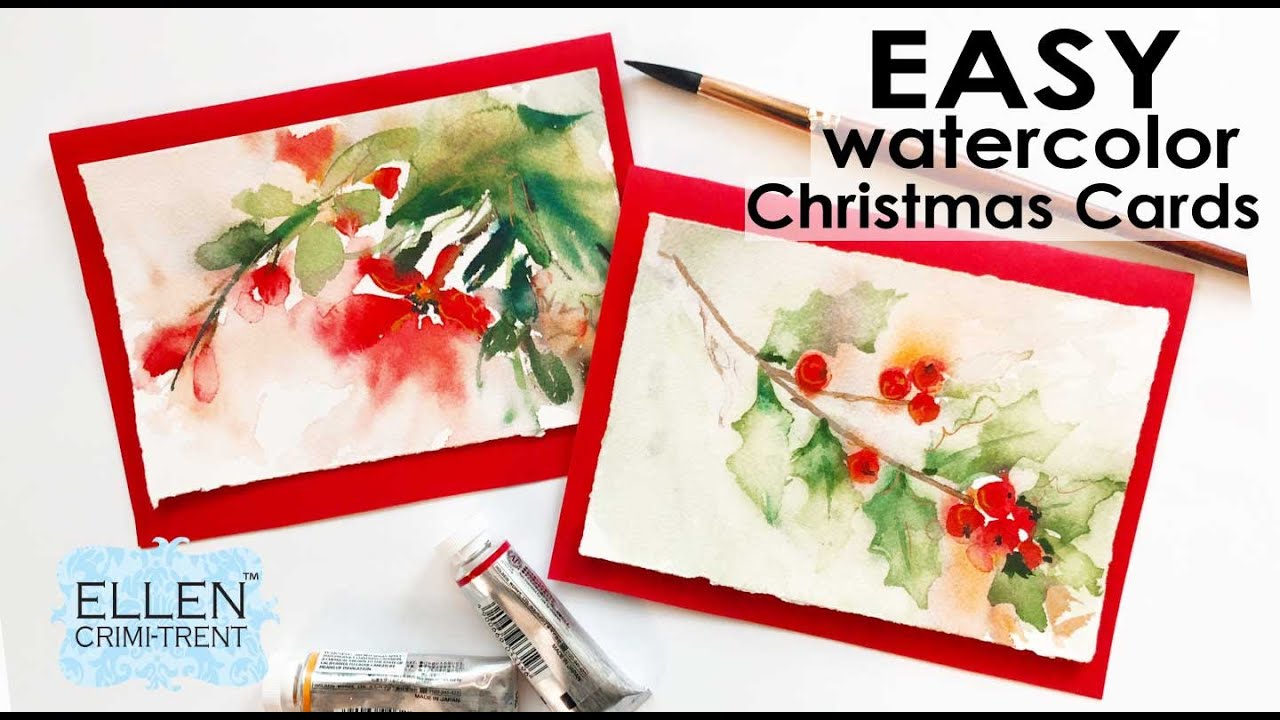 EASY Watercolor Christmas Cards- Loose abstract Christmas Floral